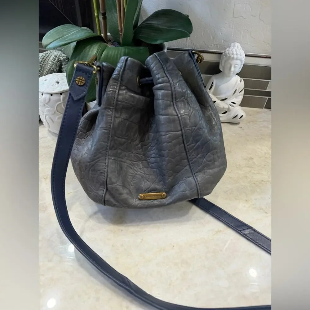 Joelle Hawkens Blue /gray Leather Bucket Bag
